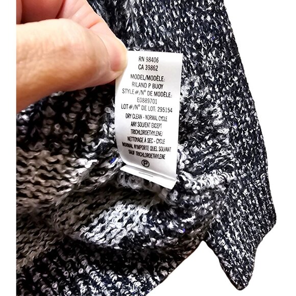 Theory Women's Black & White Speckled Knit Wool Blend Sweater S/P - Picture 5 of 8